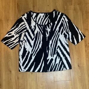 Chico’s Zebra Zip Up Cardigan Medium